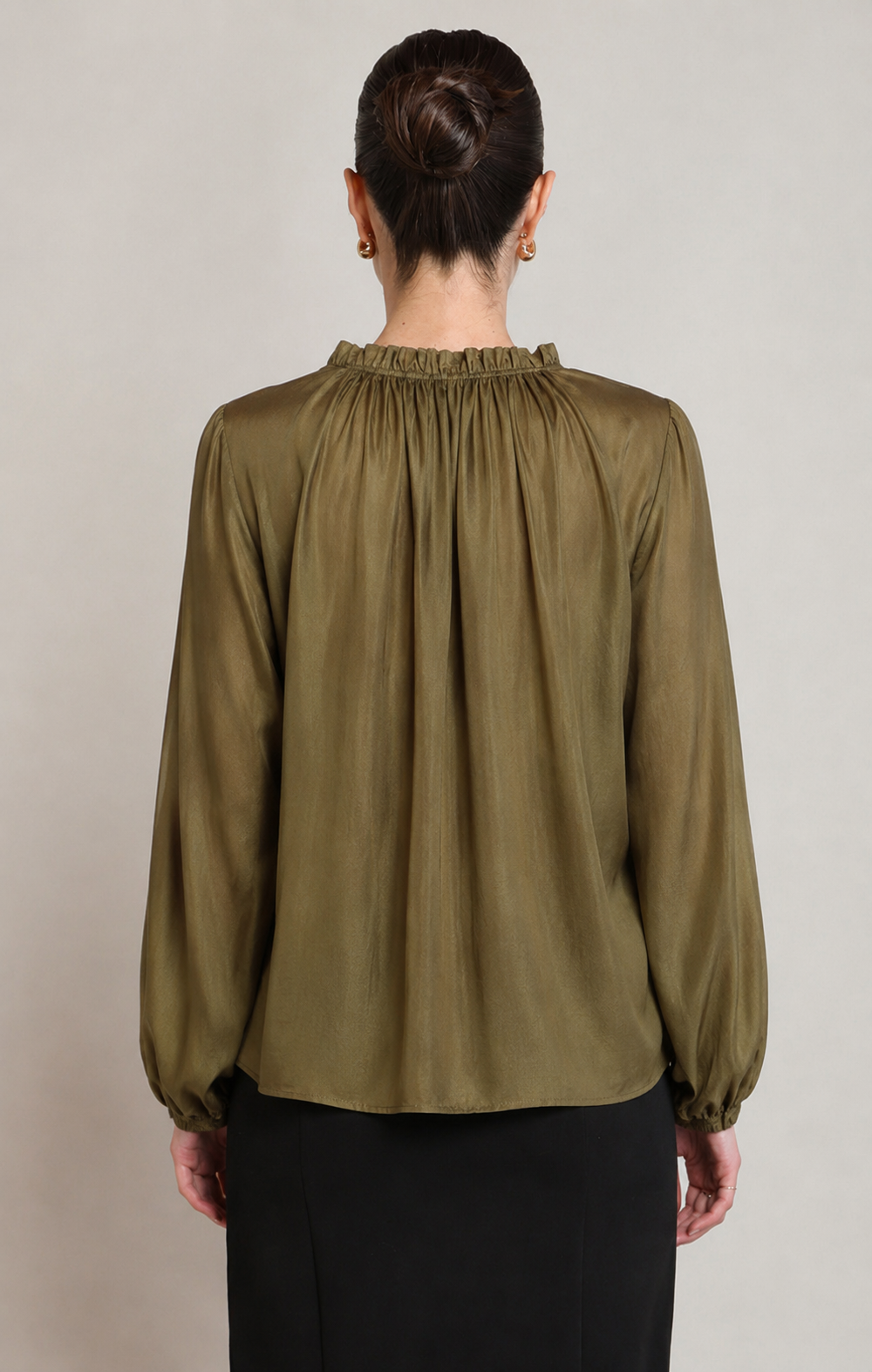 Black Tape Front Button Blouse