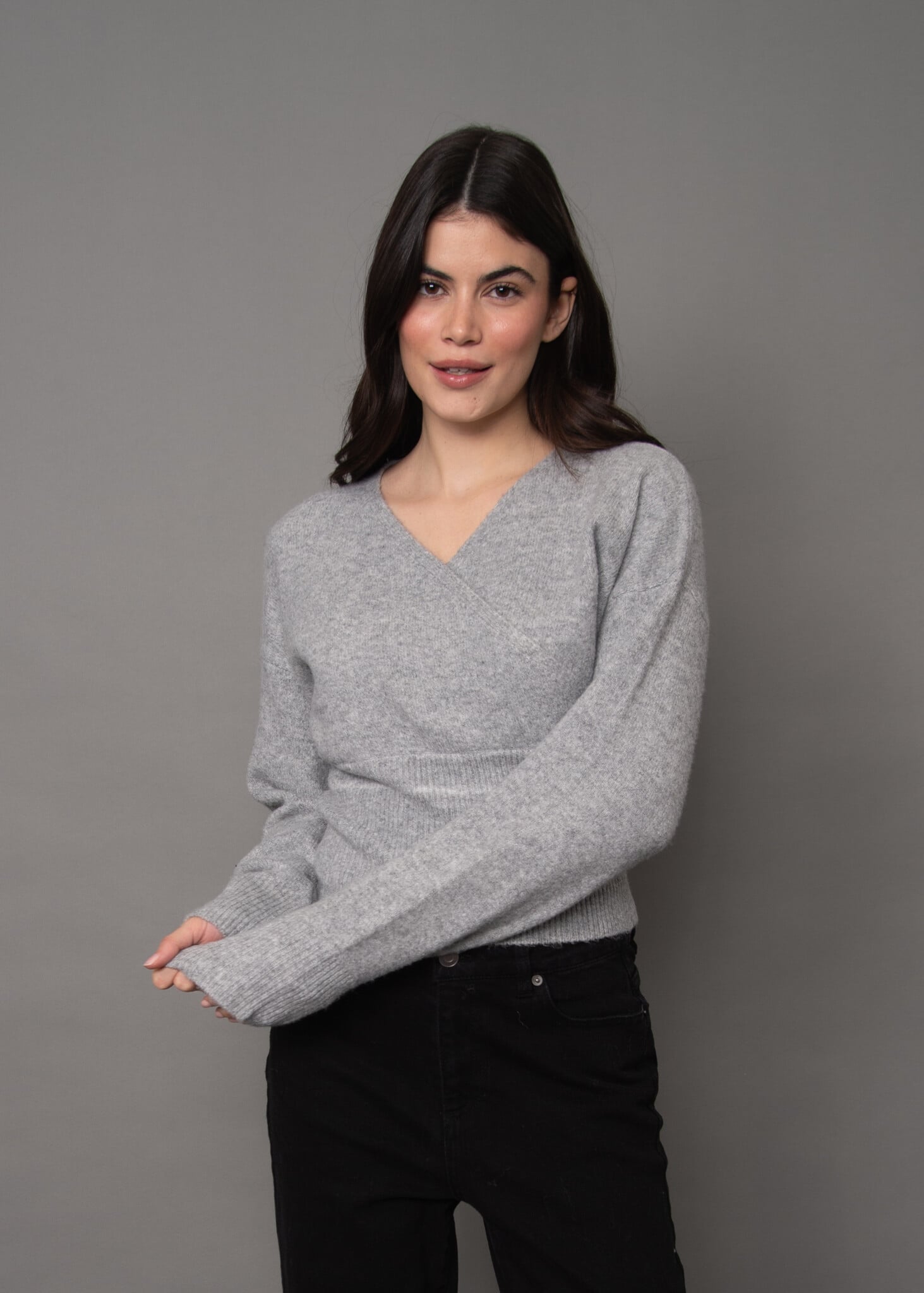 RD Style Othella Long Sleeve Wrap Neck Sweater