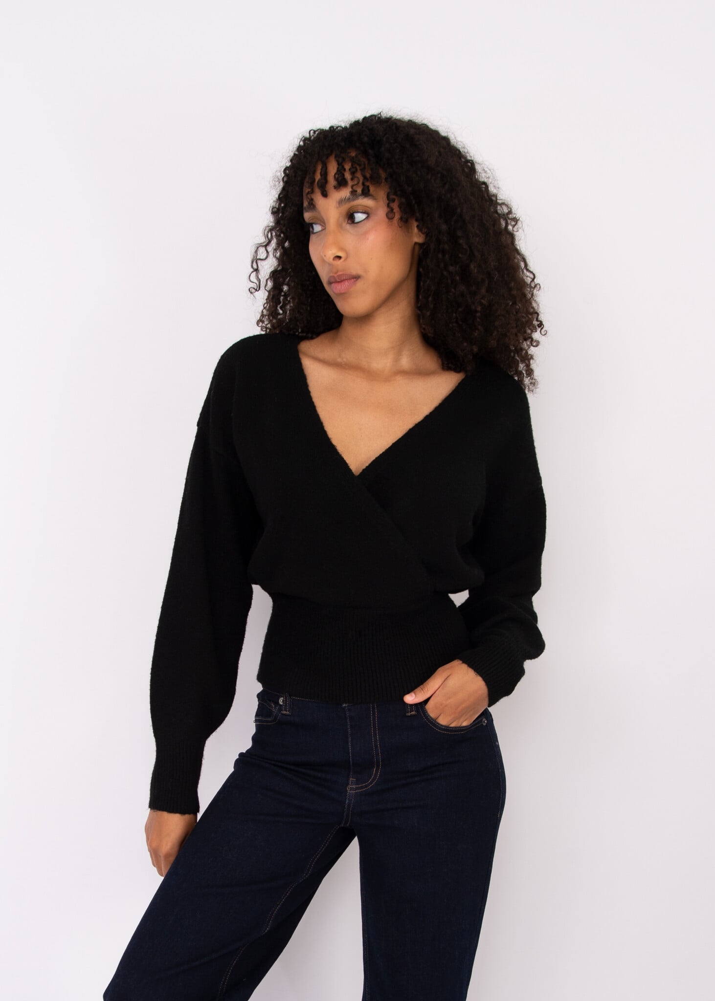 RD Style Othella Long Sleeve Wrap Neck Sweater