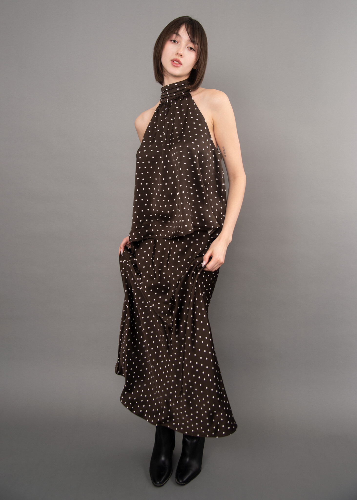 RD Style Alicent Printed Satin A-Line Maxi Skirt