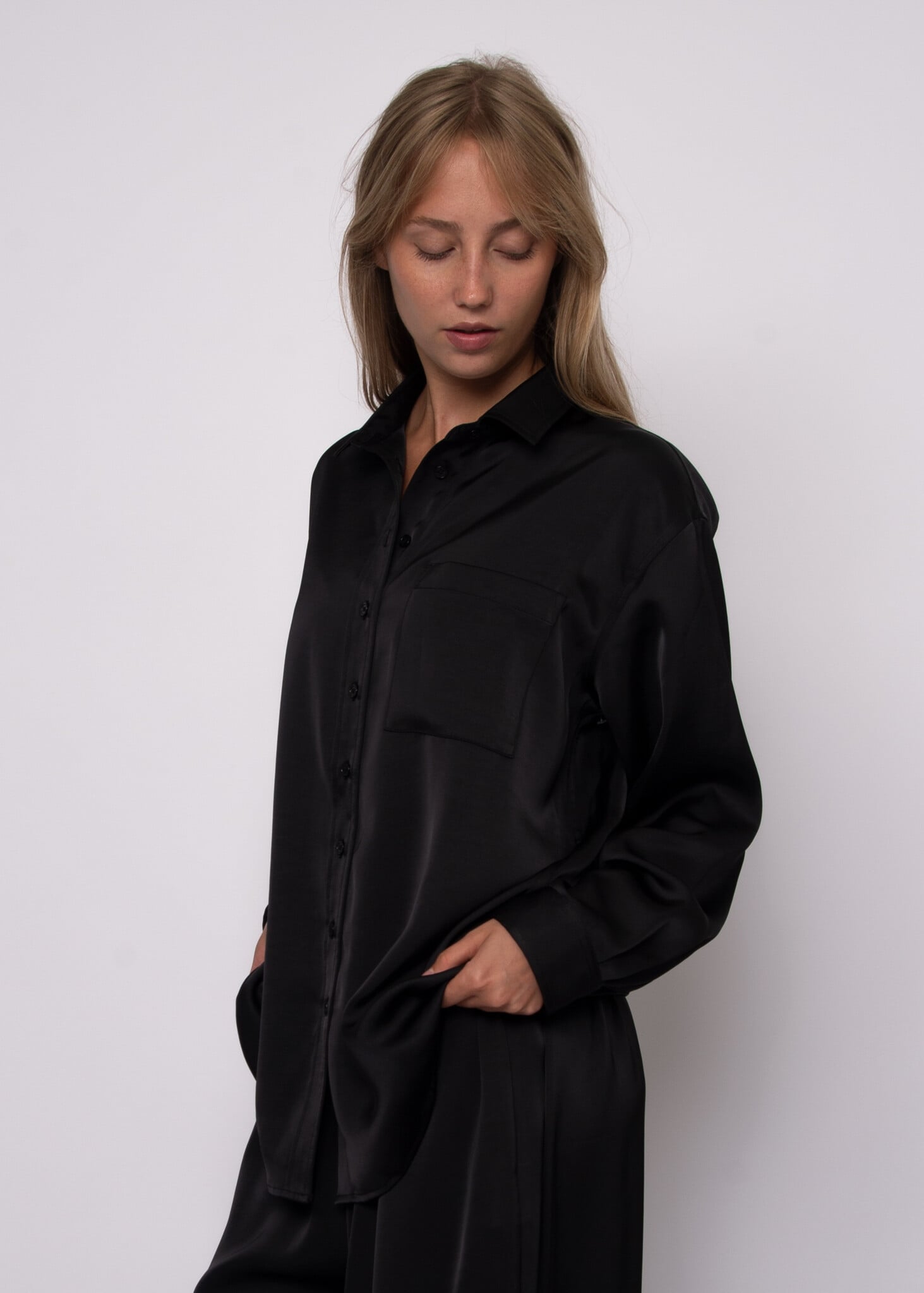 RD Style Padme Satin Oversized Shirt