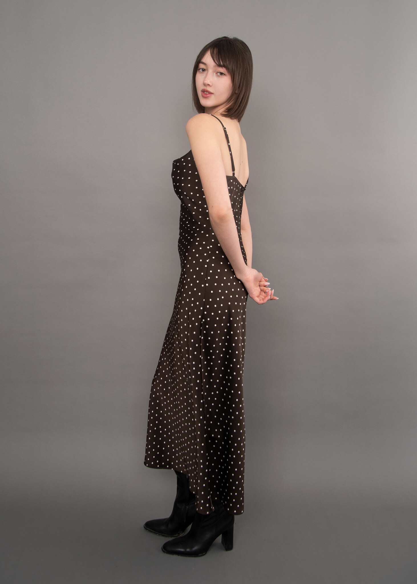 RD Style Cartier Printed Satin Cowl Neck Dress