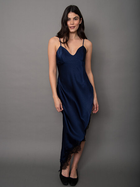 RD Style Colette Lace Trim Satin Asymetric Dress