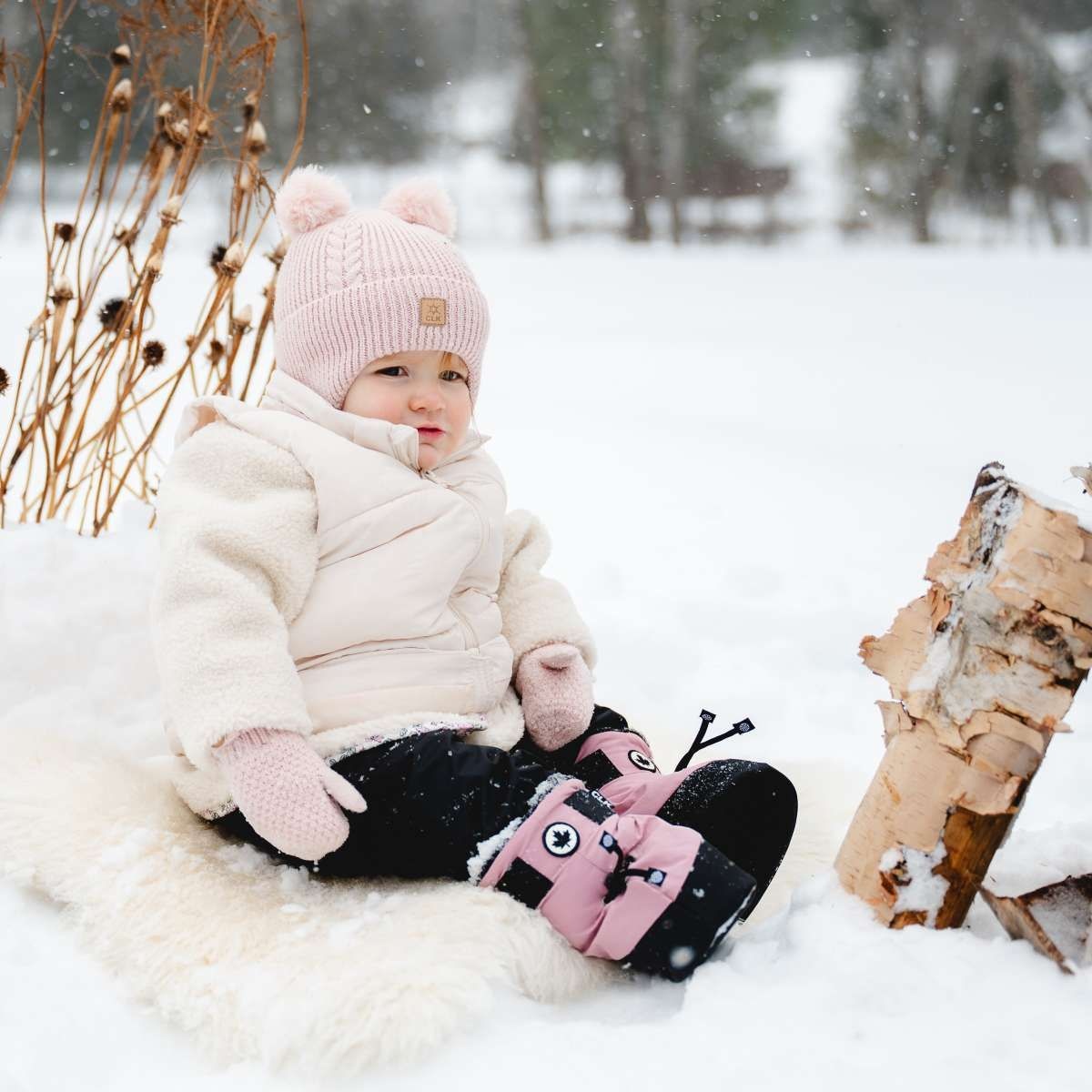 Calikids Knit Hat with Two Pompoms