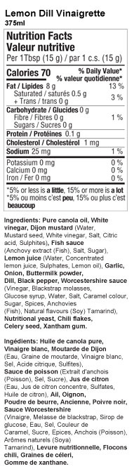 Taste Of The Okanagan Lemon Dill Vinaigrette 375ml