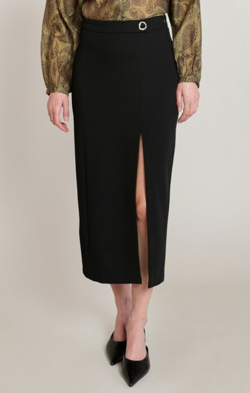 Black Tape Pencil Slit Skirt