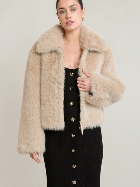 Black Tape Faux Fur Jacket