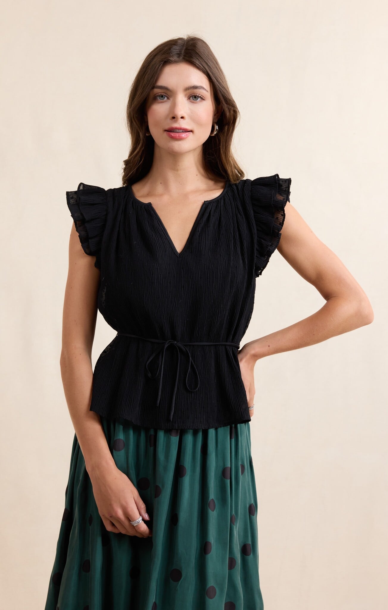 Sadie and Sage Nightcap Ruffle Sleeve Blouse