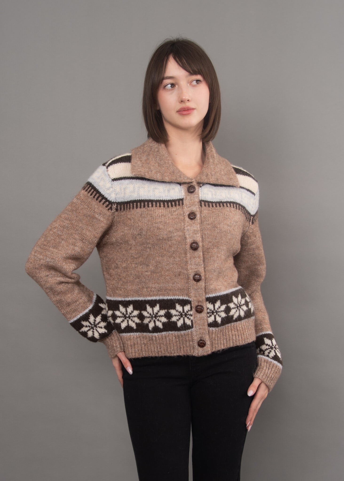 RD Style Kimiko Long Sleeve Shirt Neck Cardigan