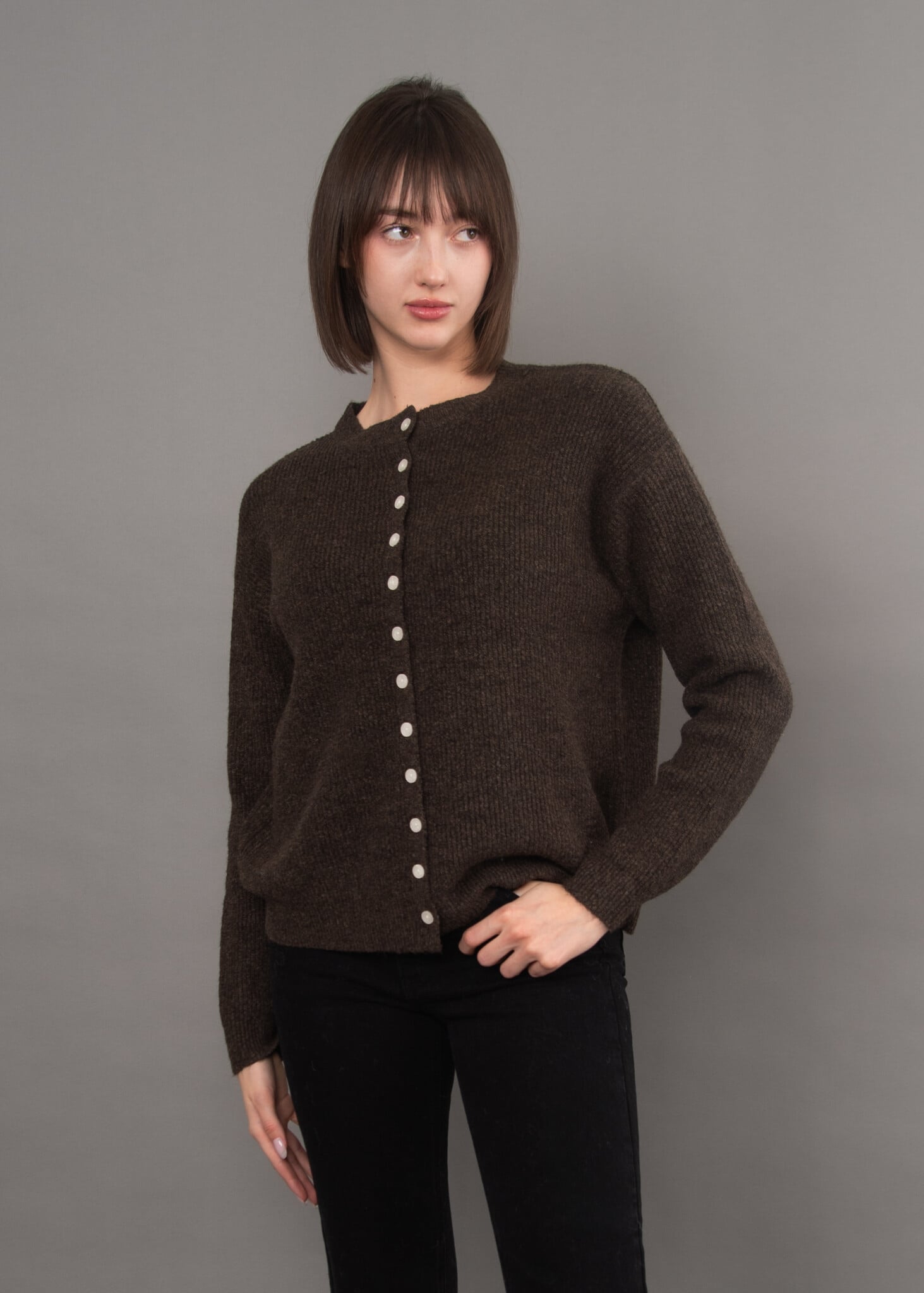 RD Style Vhea Long Sleeve Crew Neck Cardigan
