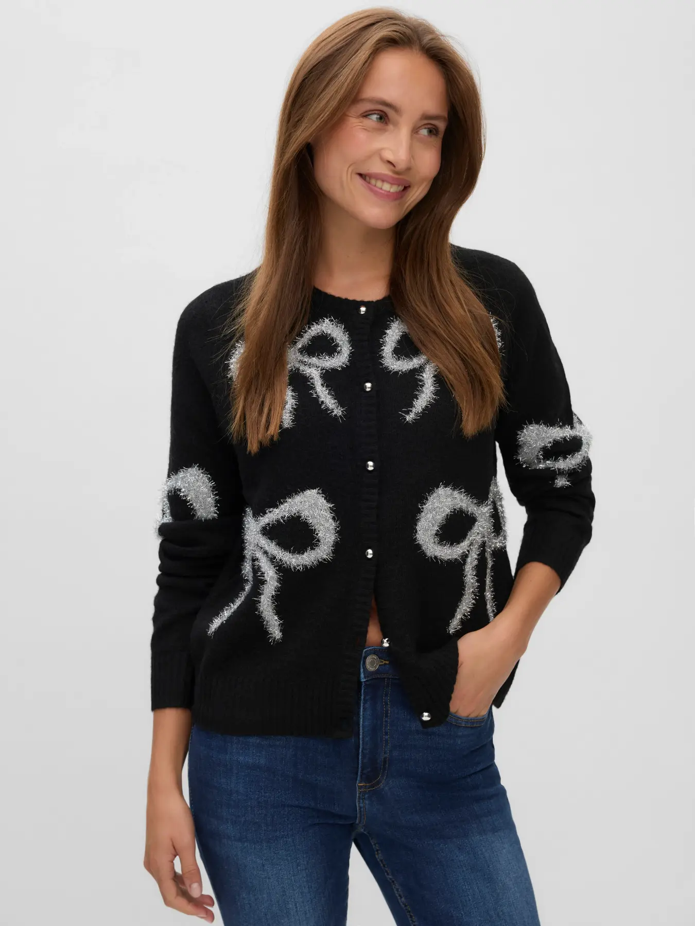 Vero Moda Sparkle Bow O-Neck Cardigan