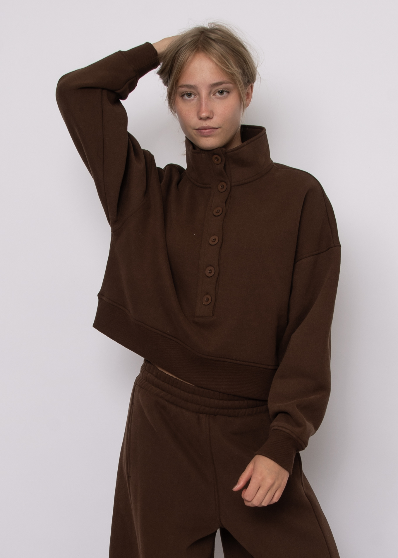 RD Style Malta Fleece Mock Neck 1/2 Button Up