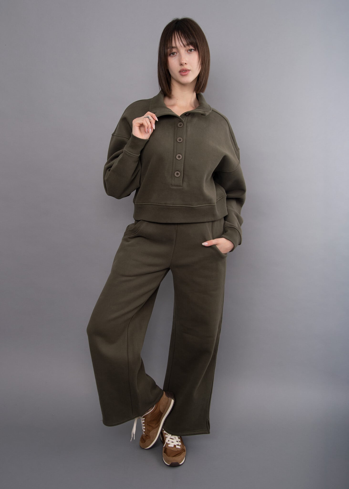 RD Style Malta Fleece Mock Neck 1/2 Button Up