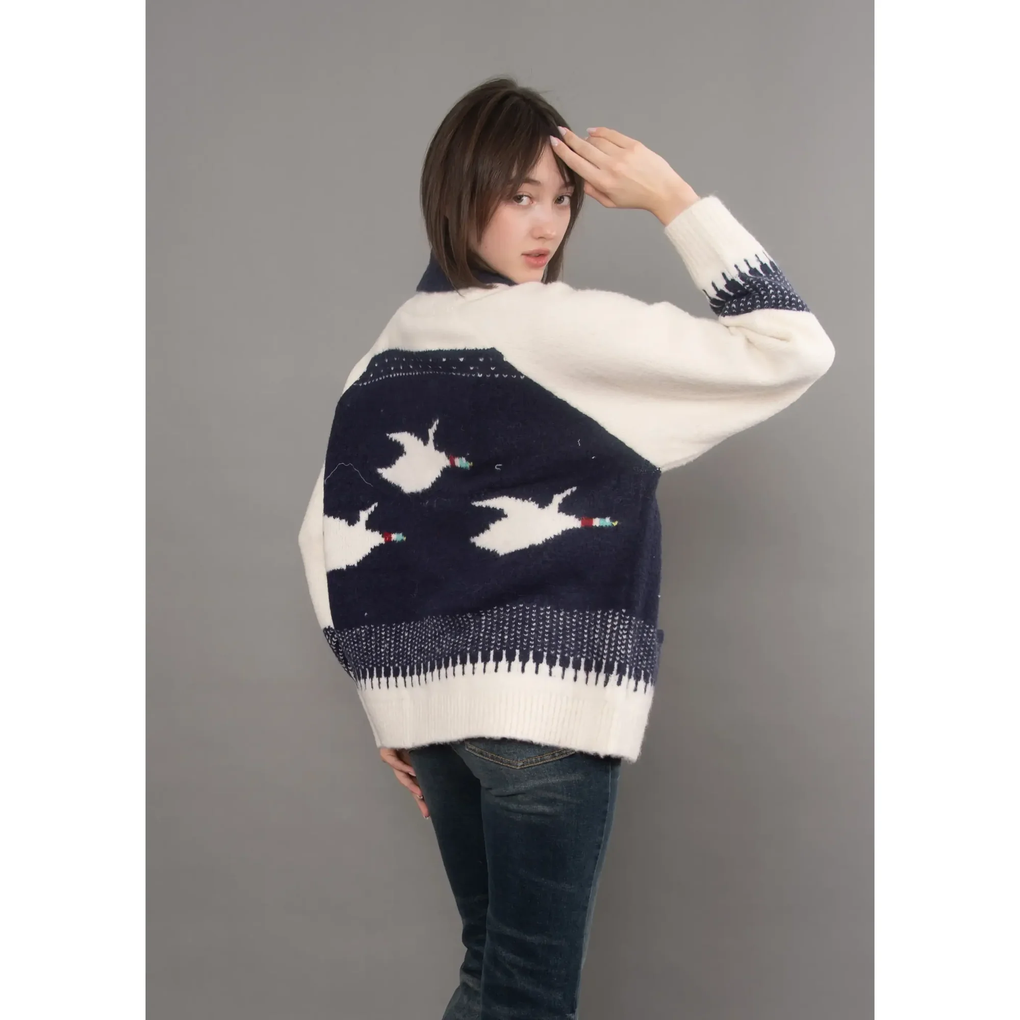 RD Style Taji Raglan Sleeve Shawl Neck Cardigan
