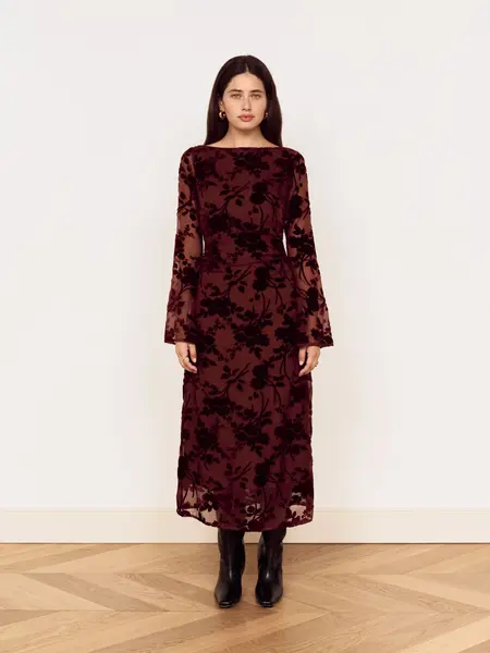 MinkPink Anouk Velvet Midi Dress