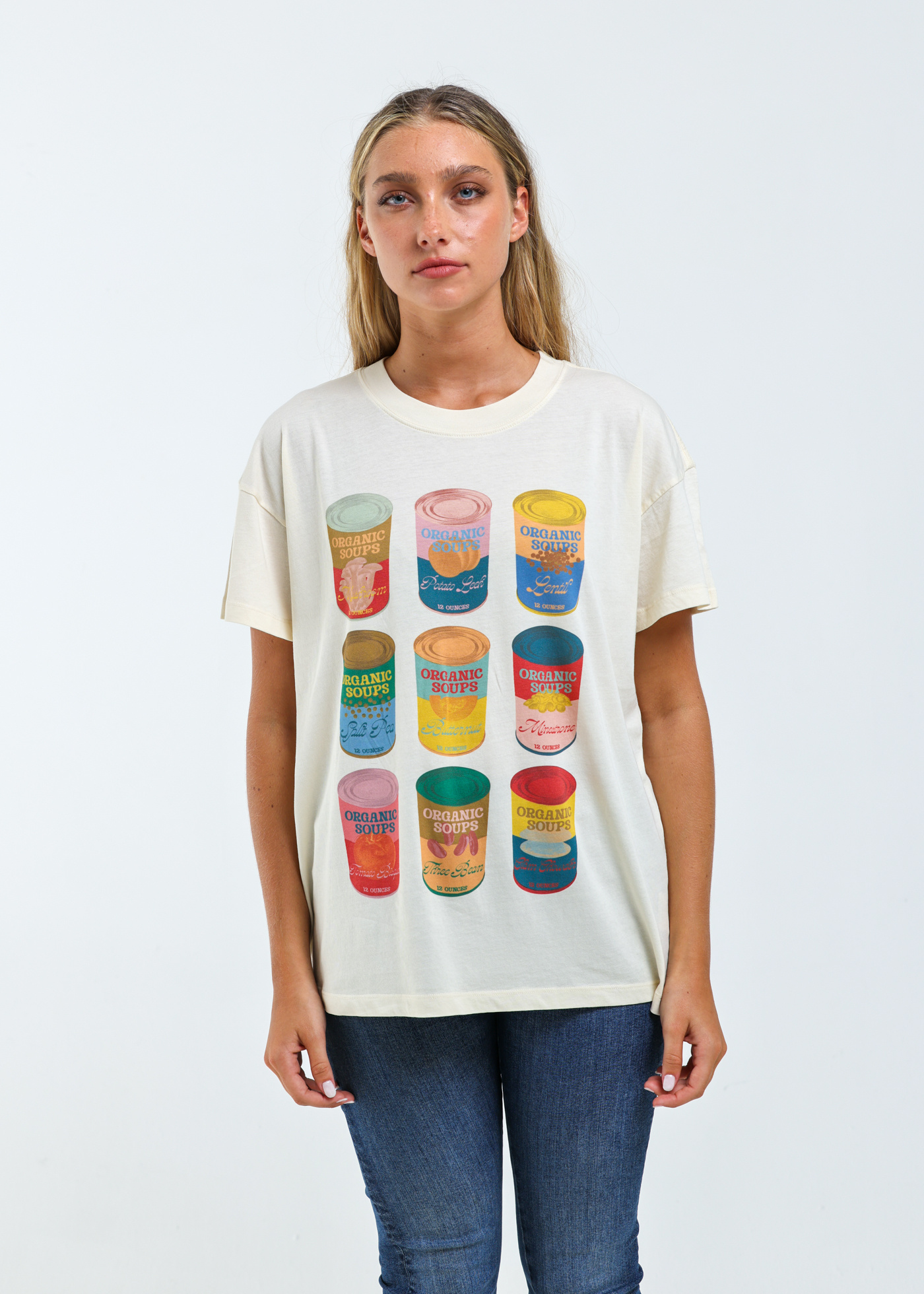 Girl Dangerous Soup Cans Oversized Tee