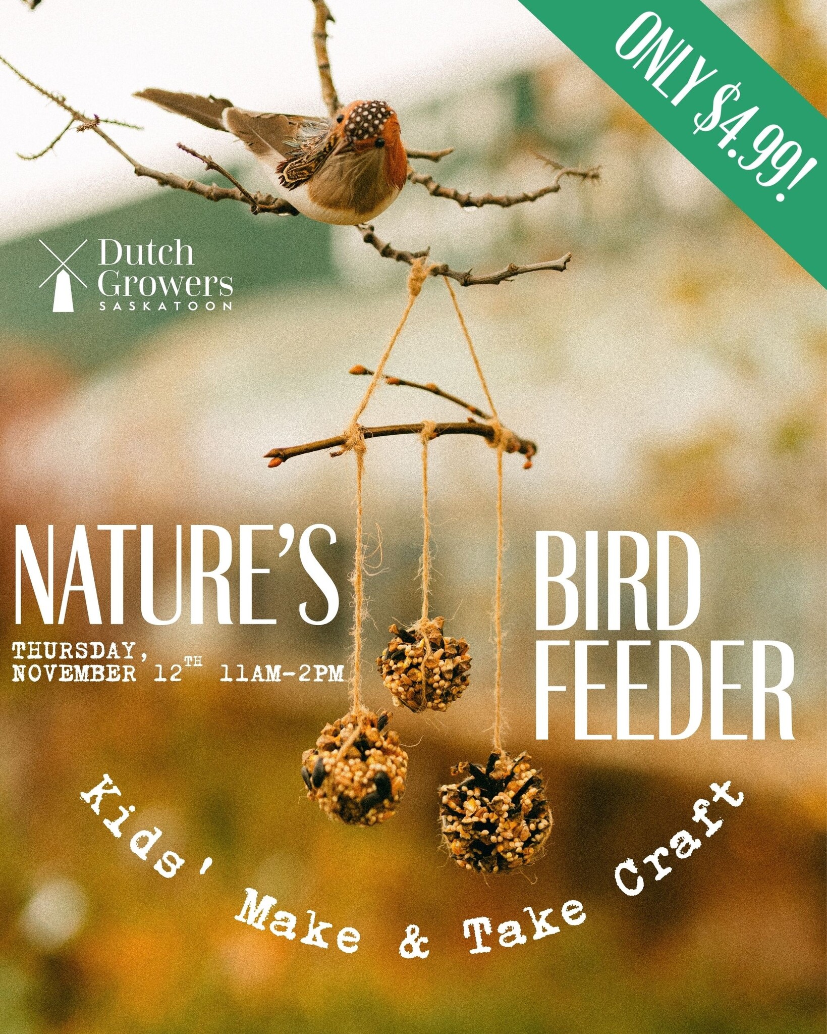 Nature's Bird Feeder – Kids' Make & Take Craft November 12th