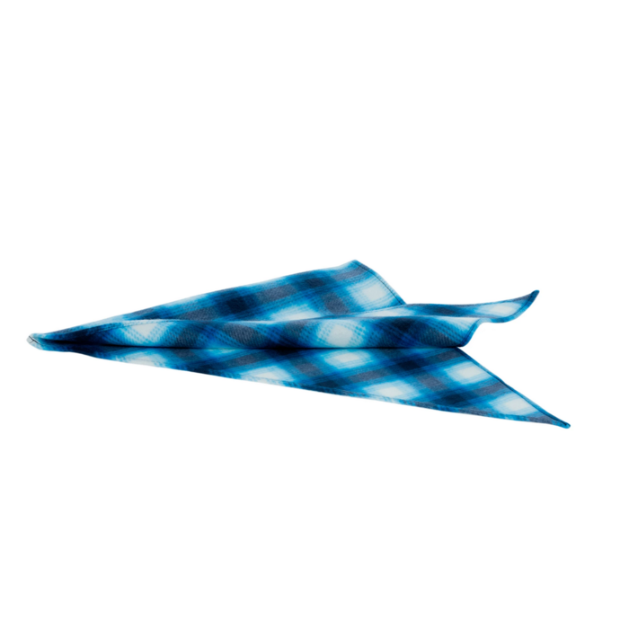 Clyde Fleece Triangle Scarf - Blue & White Shadow Plaid