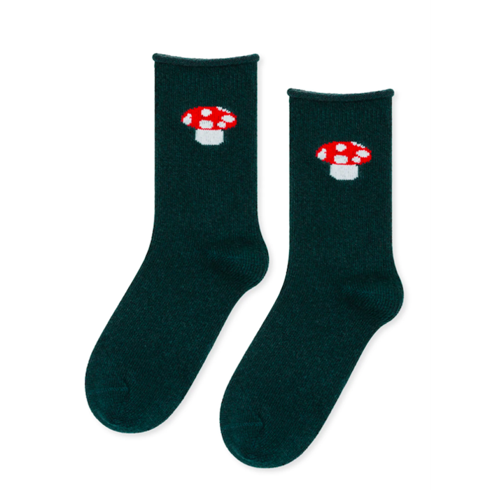 Hansel From Basel Green Mushroom Cashmere Sock