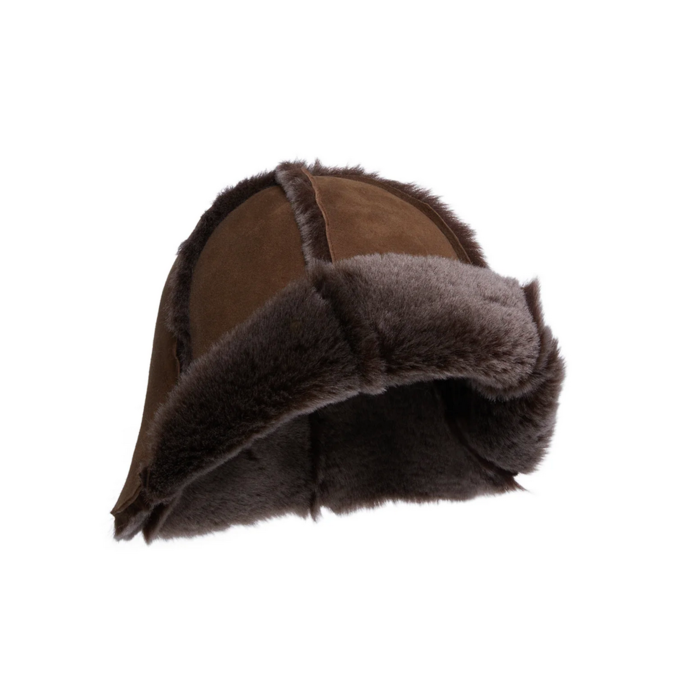 Clyde- Peachbasket hat Mole silver tip shearling