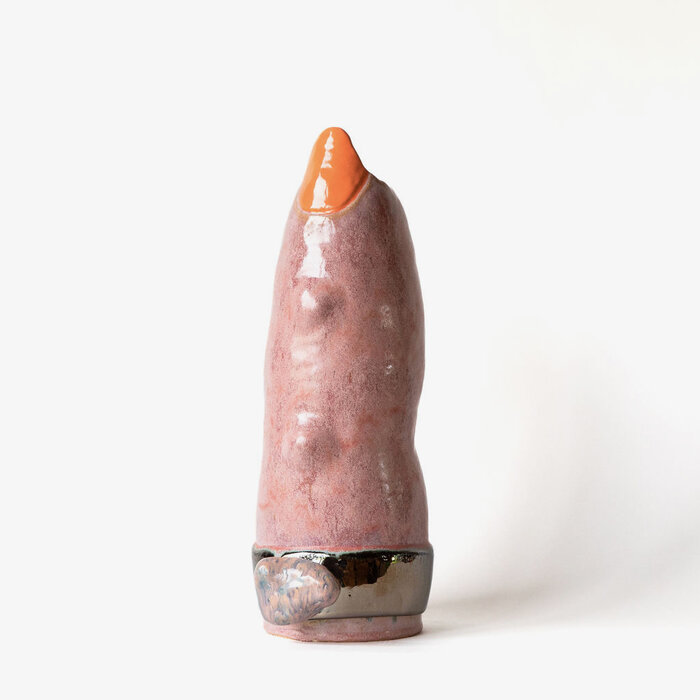 Pearce Williams Finger Vase with Ring (Pink and Green)