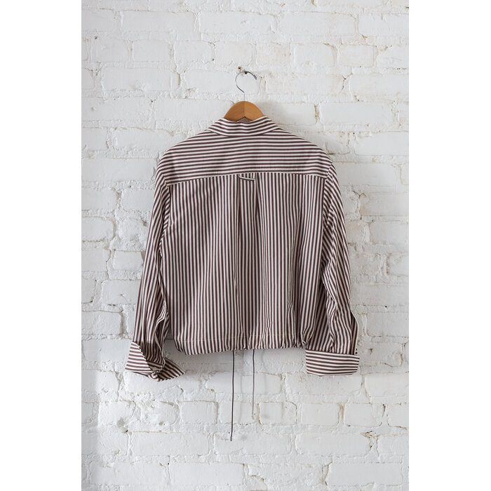 Nomia Cropped Button Down Stripe Shirt
