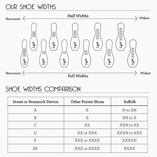 Pointe Shoe Size Chart