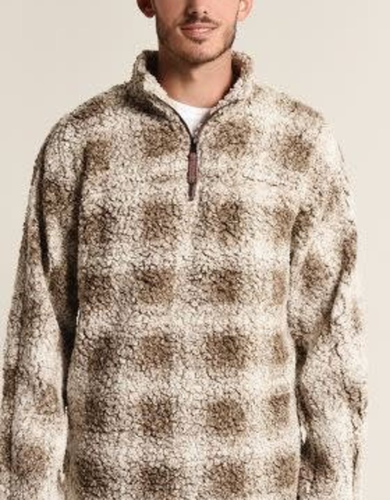 TRUE GRIT TIP SHEARLING BOX PLAID 1/4 ZIP PULLOVER