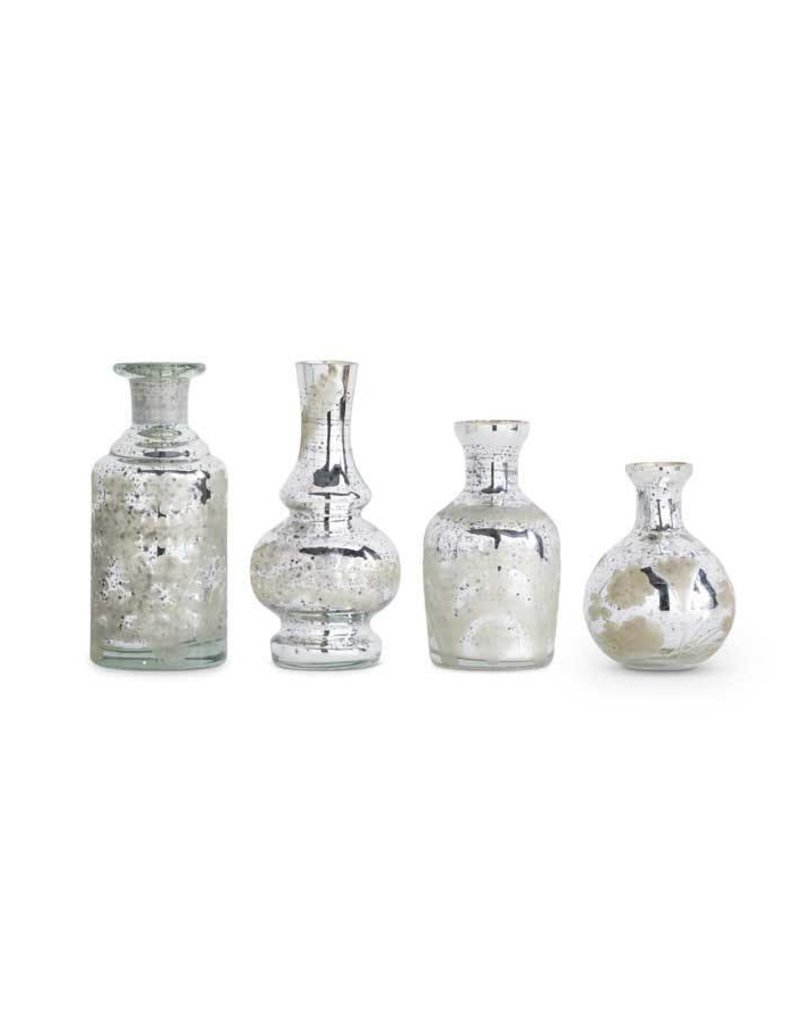 ASST SMALL MERCURY GLASS BUD VASE WITH ETCHING