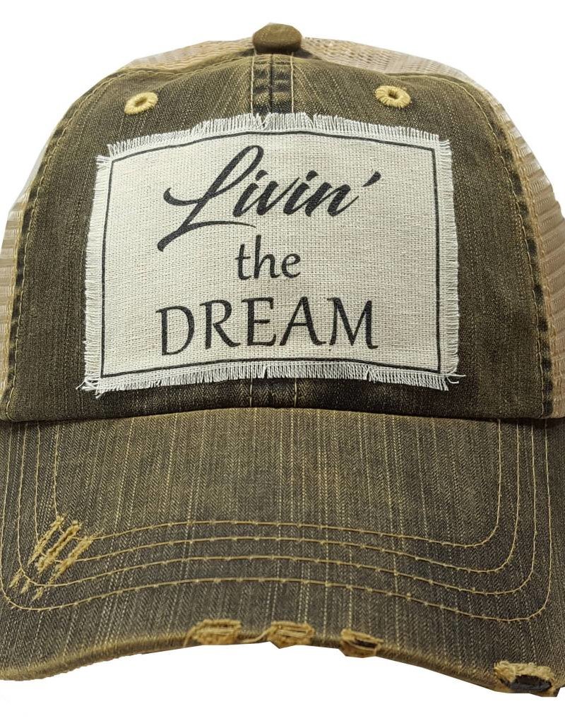 LIVIN' THE DREAM HAT= BLK DISTRESSED DENIM