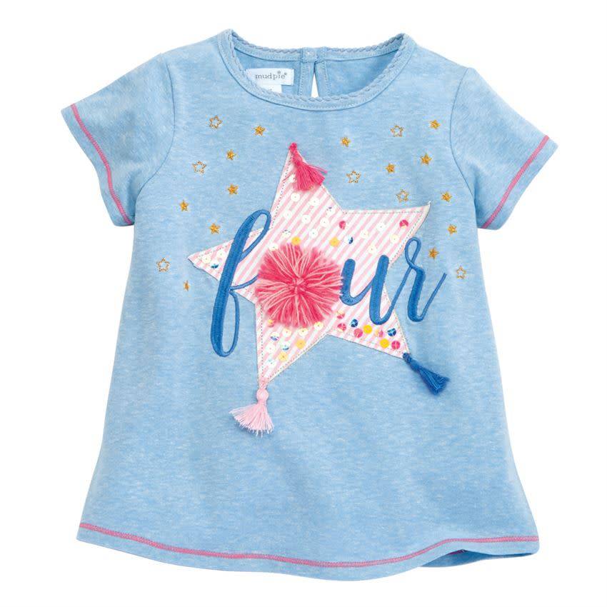 MUD PIE BIRTHDAY TEE- FOUR MUD PIE BIRTHDAY TEE- FOUR