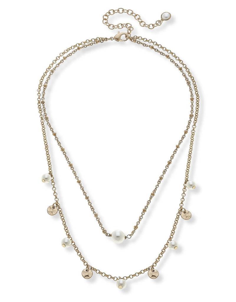 CANVAS BAILEY LAYERED DRIP NECKLACE IN IVORY PEARL