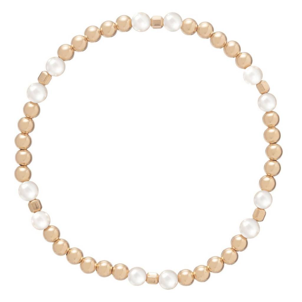 ENEWTON ESSENCE PATTERN GOLD 4mm BEAD BRACELET- PEARL ENEWTON ESSENCE PATTERN GOLD 4mm BEAD BRACELET- PEARL