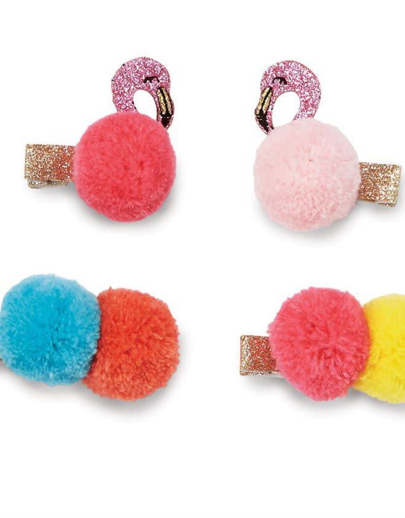 MUD PIE FLAMINGO AND POM POM CLIP SET