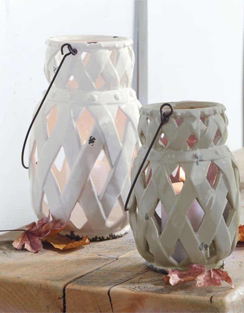 MUD PIE STONEWARE LATTICE LANTERN