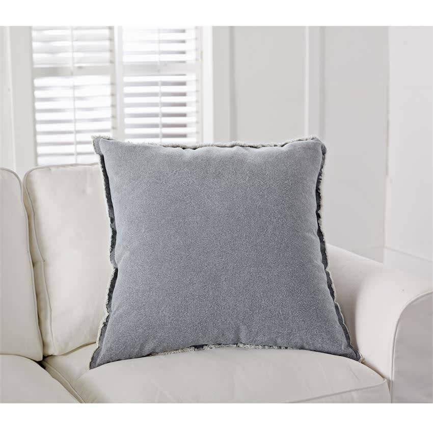 MUD PIE GRAY WASHED CANVAS PILLOW MUD PIE GRAY WASHED CANVAS PILLOW