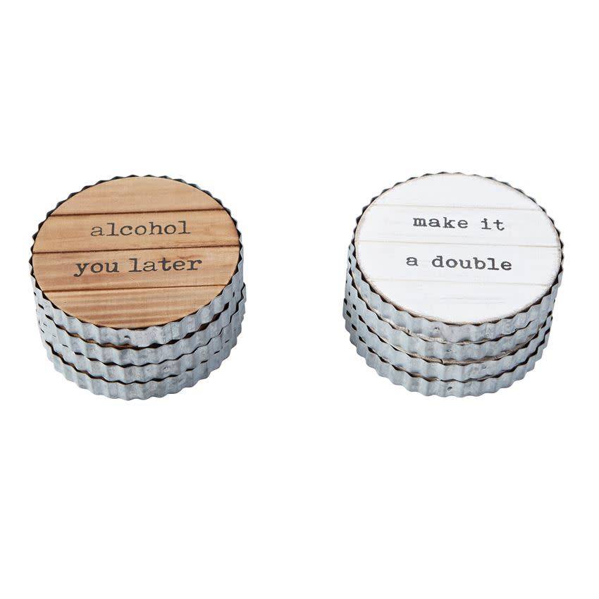 MUD PIE PLANKED WOOD & TIN COASTER SET MUD PIE PLANKED WOOD & TIN COASTER SET