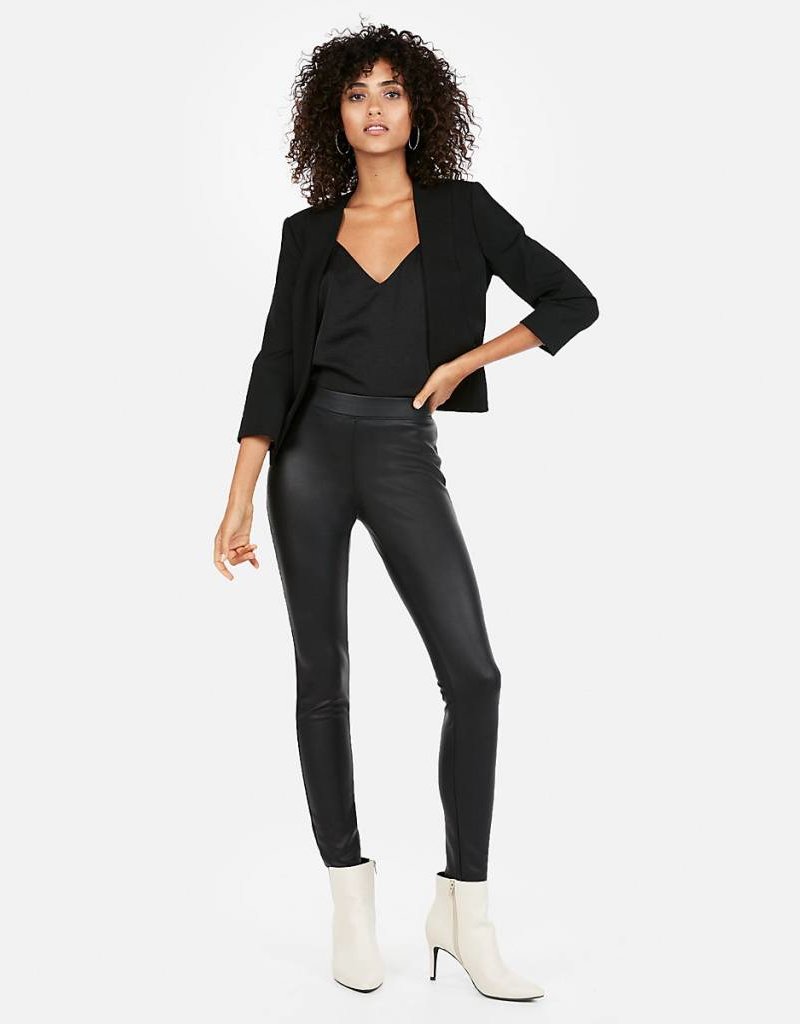 FAUX LEATHER PULL-ON PANTS