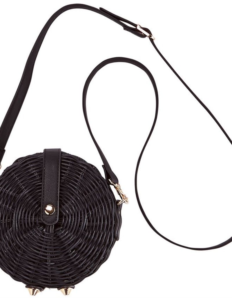 MUD PIE RATTAN CIRCLE CROSSBODY BAG
