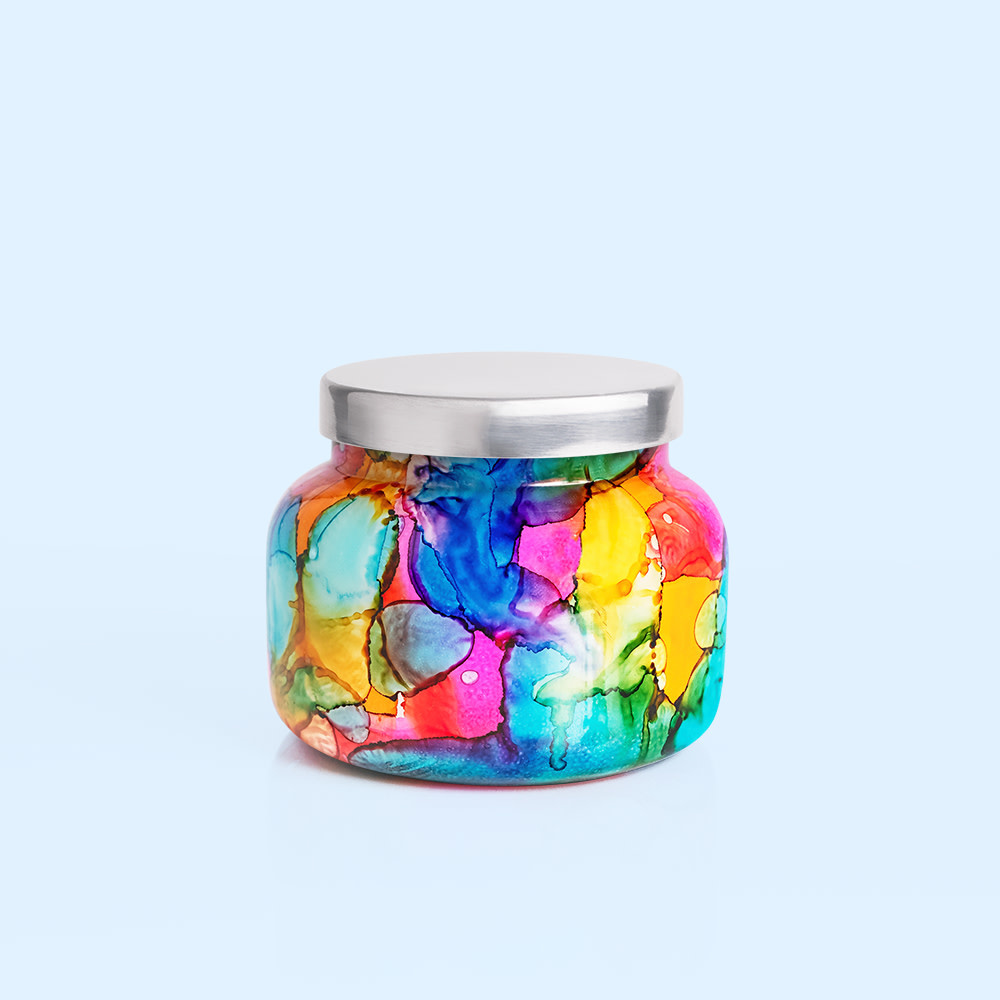 CAPRI BLUE VOLCANO RAINBOW WATERCOLOR JAR CANDLE CAPRI BLUE VOLCANO RAINBOW WATERCOLOR JAR CANDLE