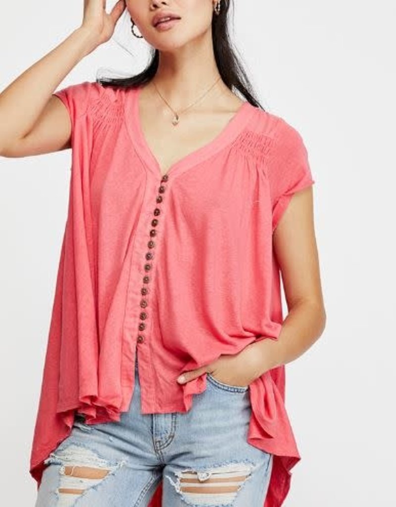 FREE PEOPLE HIGHLAND TEE- PINK