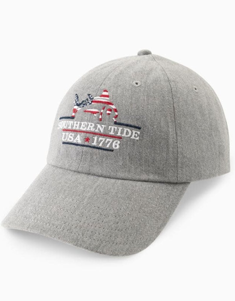 SOUTHERN TIDE PATRIOTS EMBROIDERED HEATHER HAT- GRAY