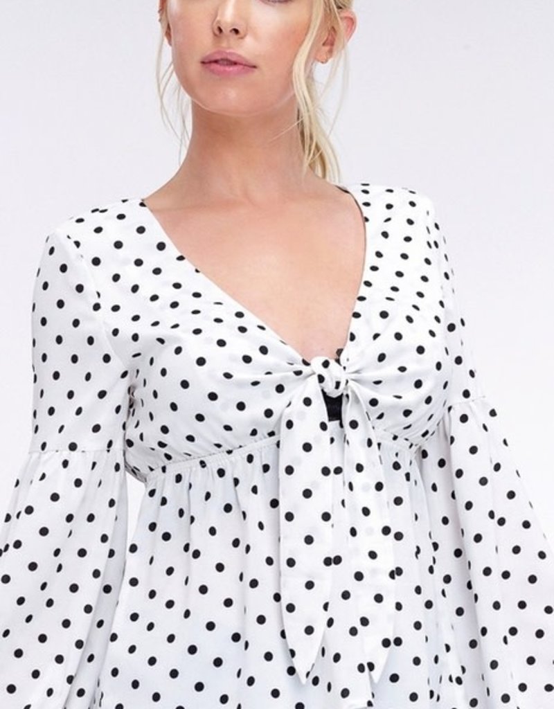 polka dot bell sleeve blouse