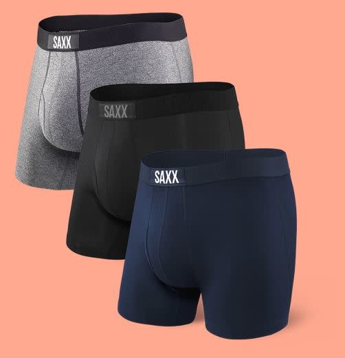 SAXX VIBE BOXER BRIEF 3-PACK- BLACK/GREY/BLUE