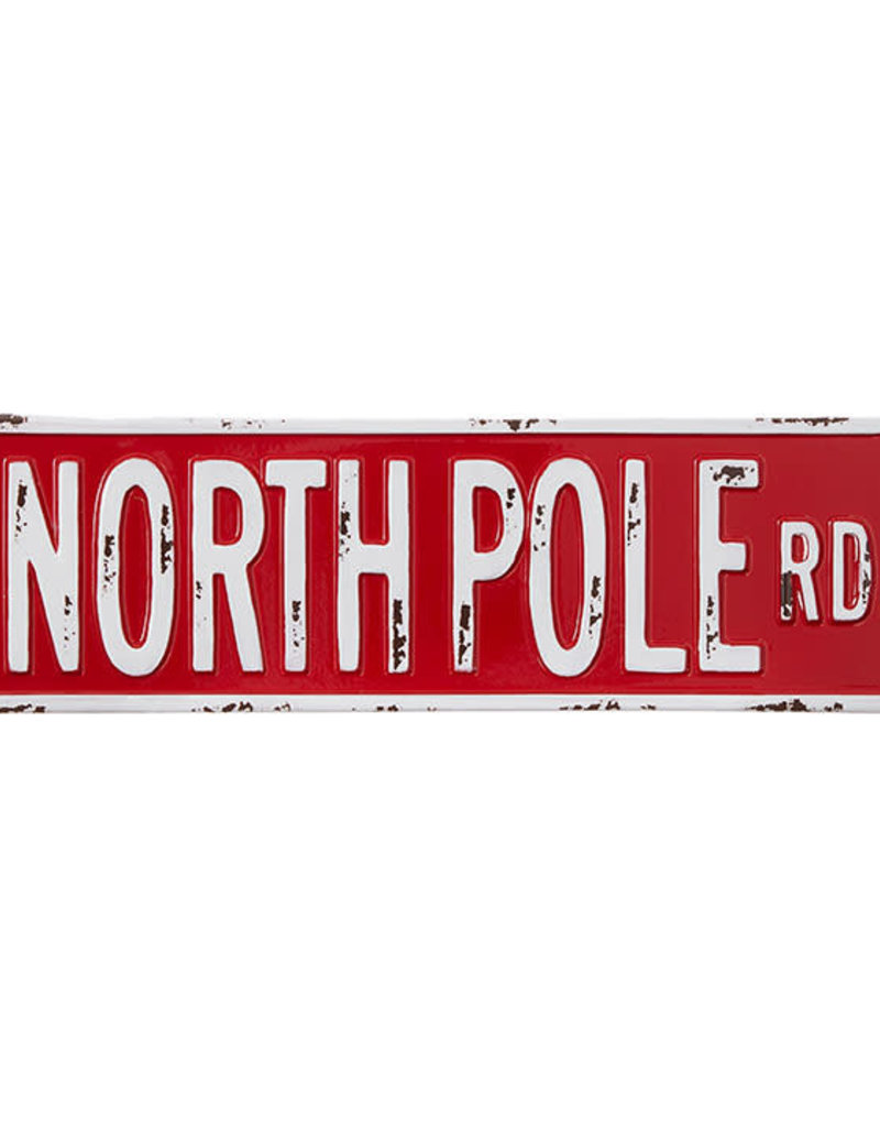 14" north pole road sign