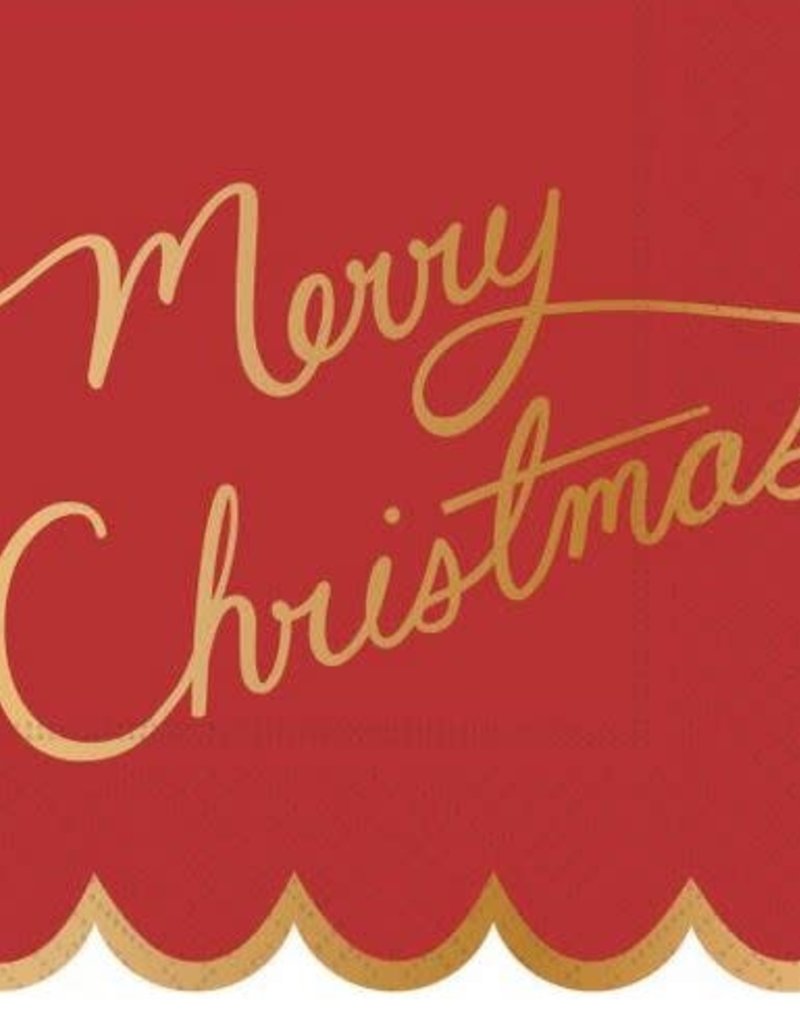 beverage napkin- Merry Christmas Script