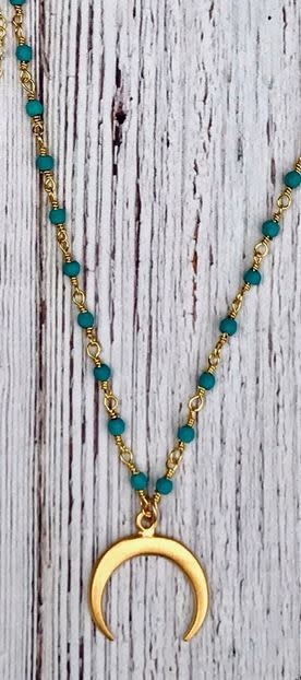 crescent moon mini necklace- blue crystal crescent moon mini necklace- blue crystal