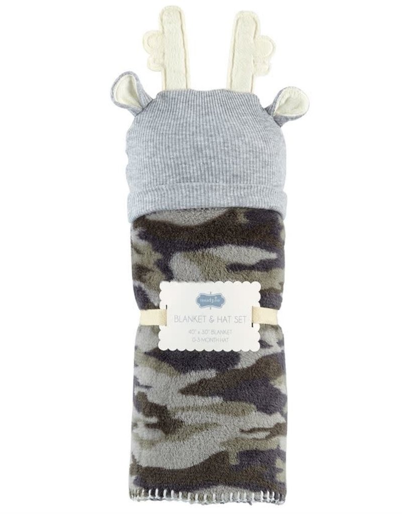 MUD PIE CAMO HAT AND BLANKET SET