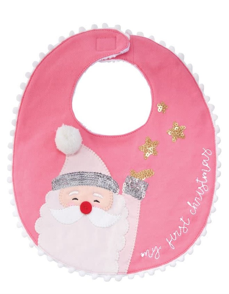 MUD PIE PINK SANTA BIB- MY FIRST CHRISTMAS