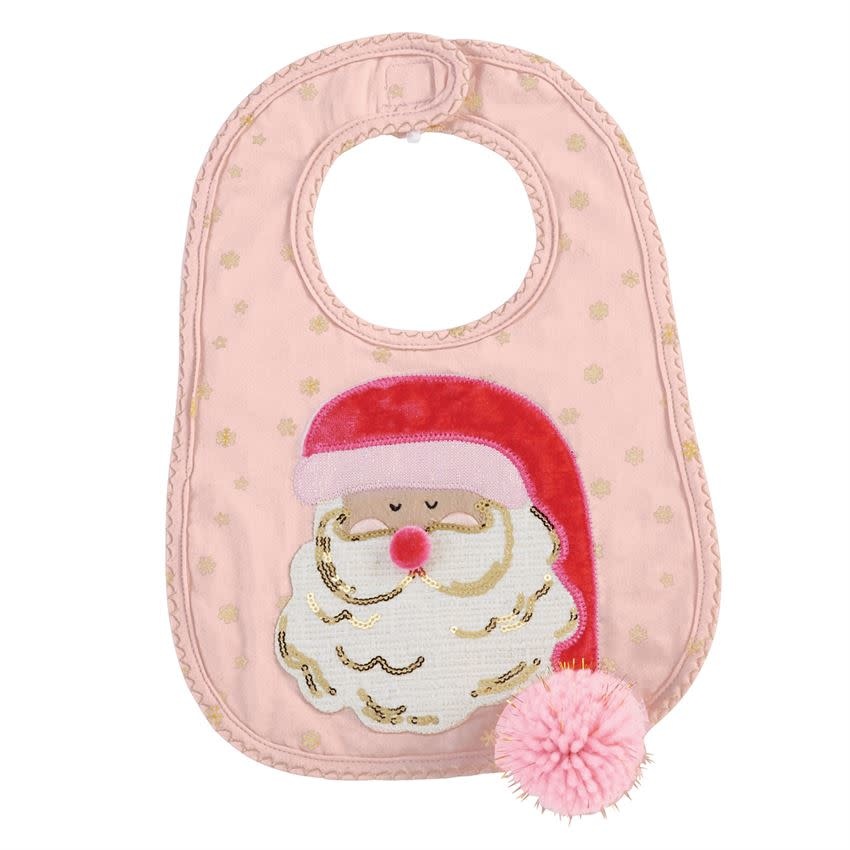MUD PIE PINK SANTA BIB MUD PIE PINK SANTA BIB